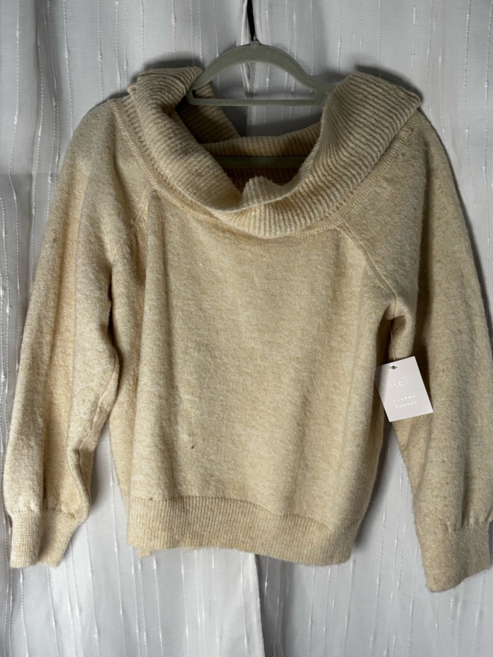 LC Lauren Conrad Cream Cowl Neck Sweater